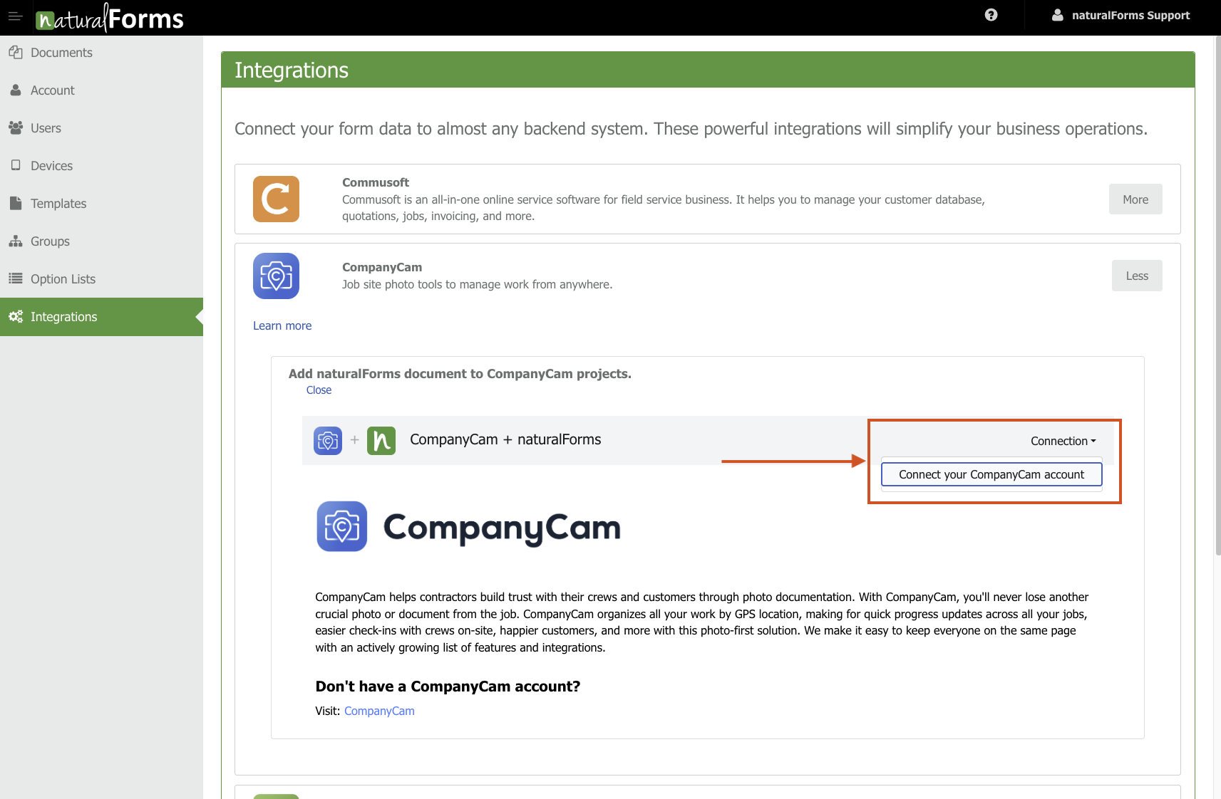 portal.Integrations.CompanyCam.ConnectionButton.png
