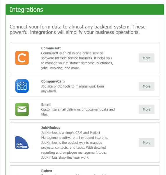 naturalforms integrations page