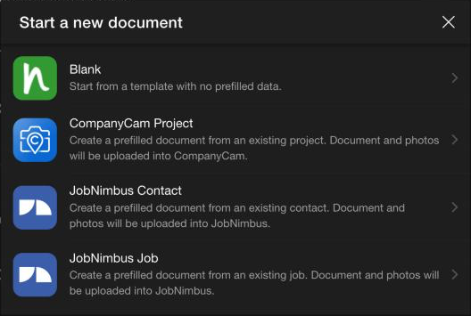 naturalforms app start document jobnimbus